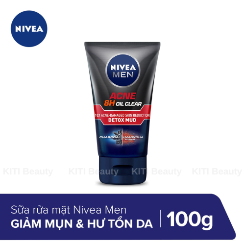 Sữa rửa mặt ngăn ngừa mụn và kiểm soát nhờn Nivea Men Acne 8h Oil Clear (100g)